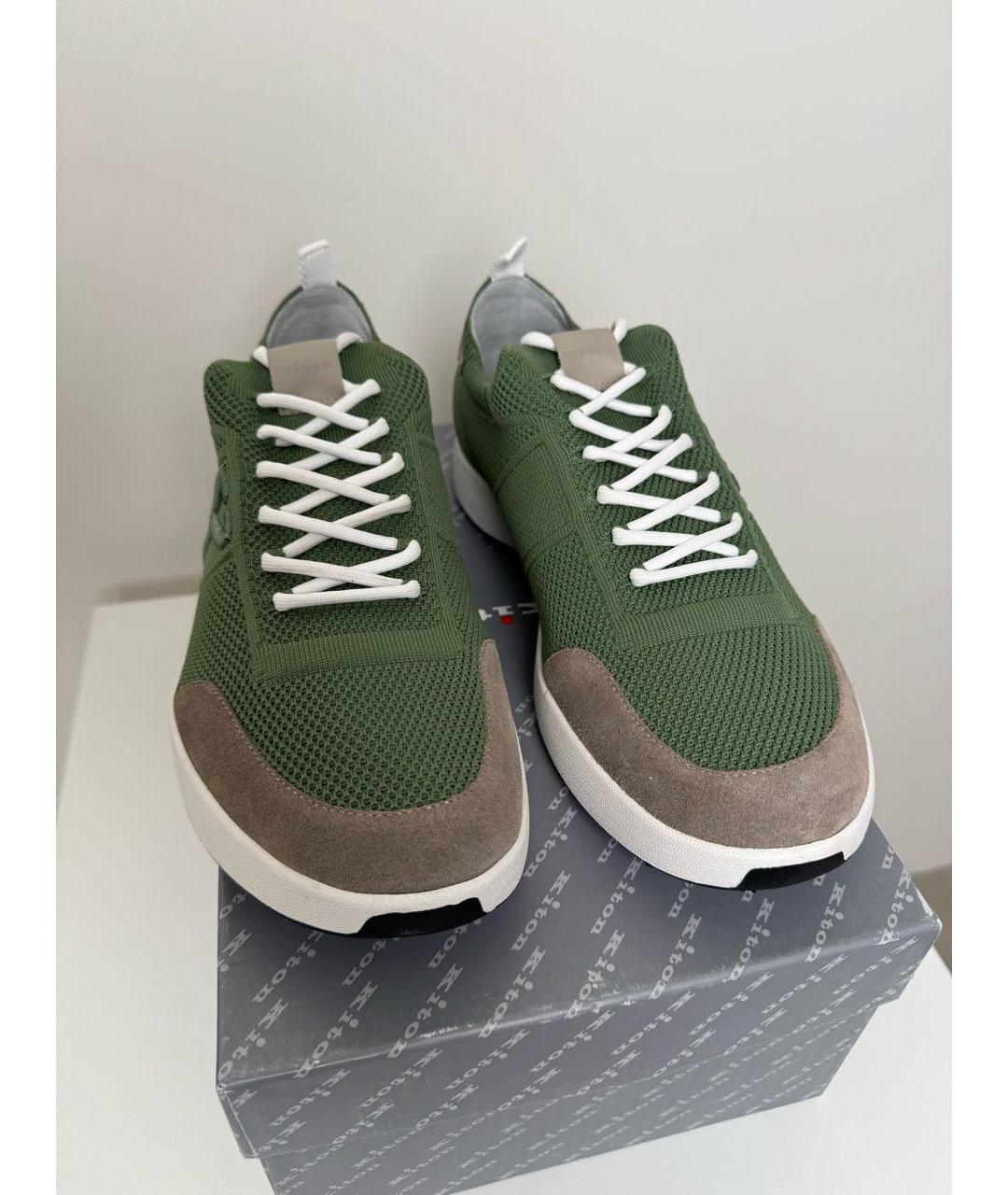 KITON Зеленые текстильные низкие кроссовки / кеды, фото 4