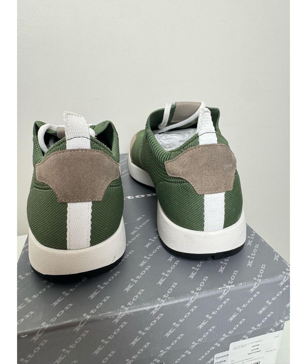 KITON Зеленые текстильные низкие кроссовки / кеды, фото 3