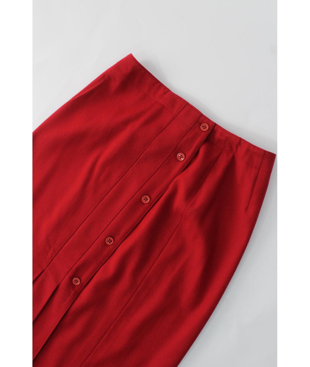 GUY LAROCHE Красная шерстяная юбка макси, фото 4
