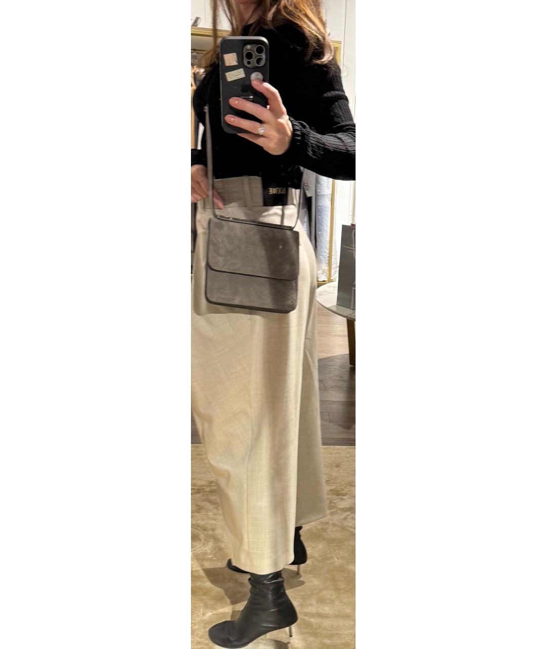 BRUNELLO CUCINELLI Серая замшевая сумка через плечо, фото 3