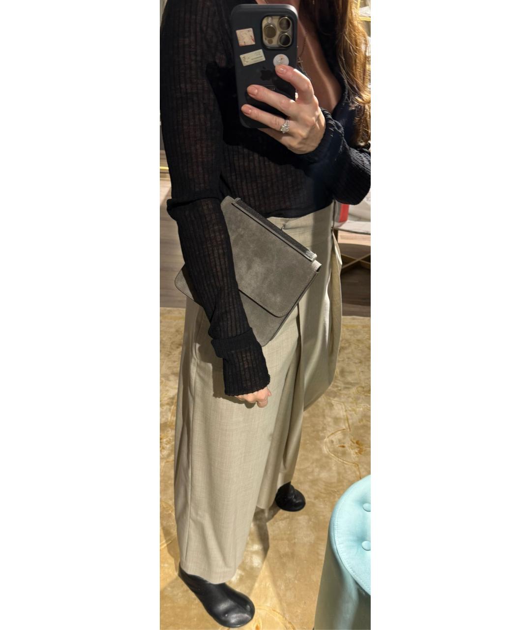 BRUNELLO CUCINELLI Серая замшевая сумка через плечо, фото 4