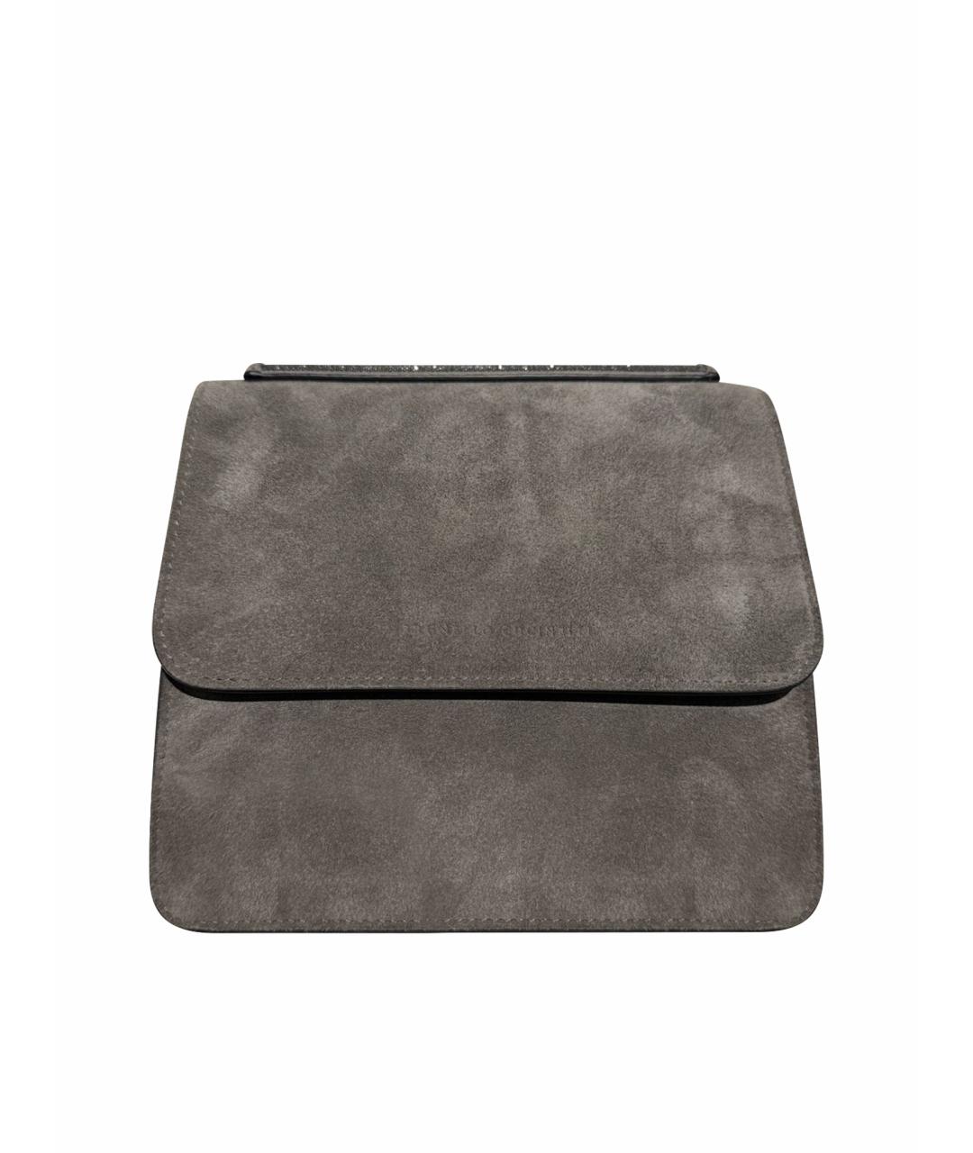 BRUNELLO CUCINELLI Серая замшевая сумка через плечо, фото 1