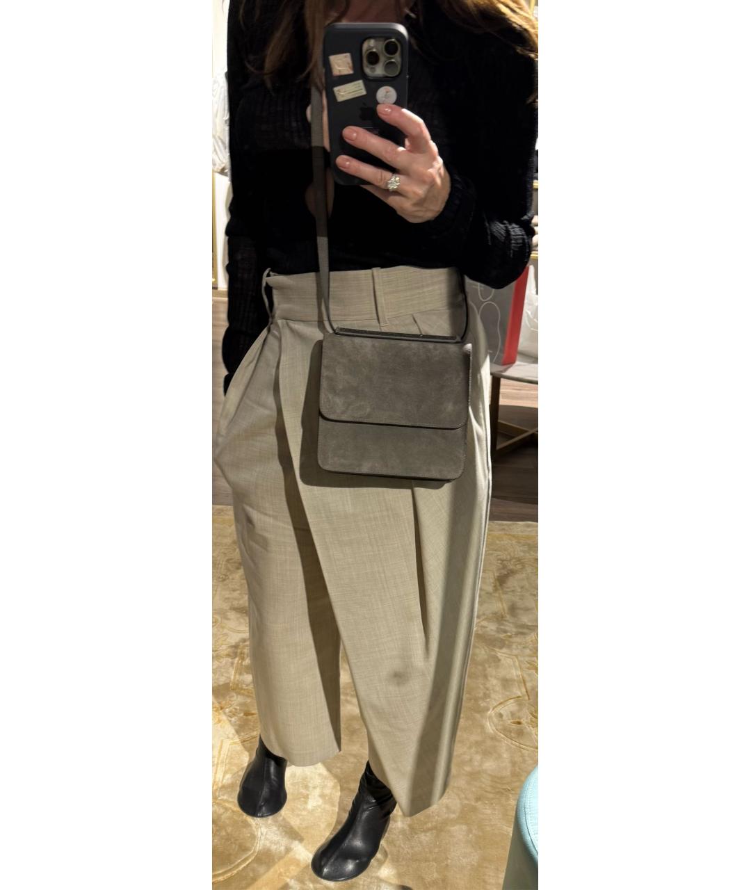 BRUNELLO CUCINELLI Серая замшевая сумка через плечо, фото 5