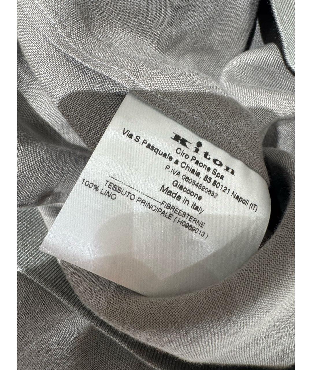 KITON Серая льняная куртка, фото 5