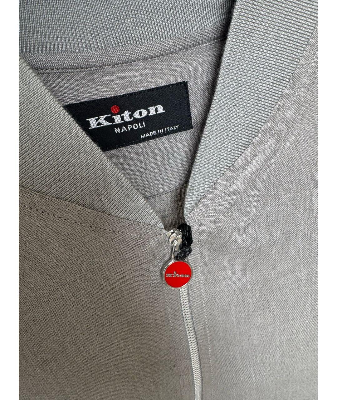 KITON Серая льняная куртка, фото 4