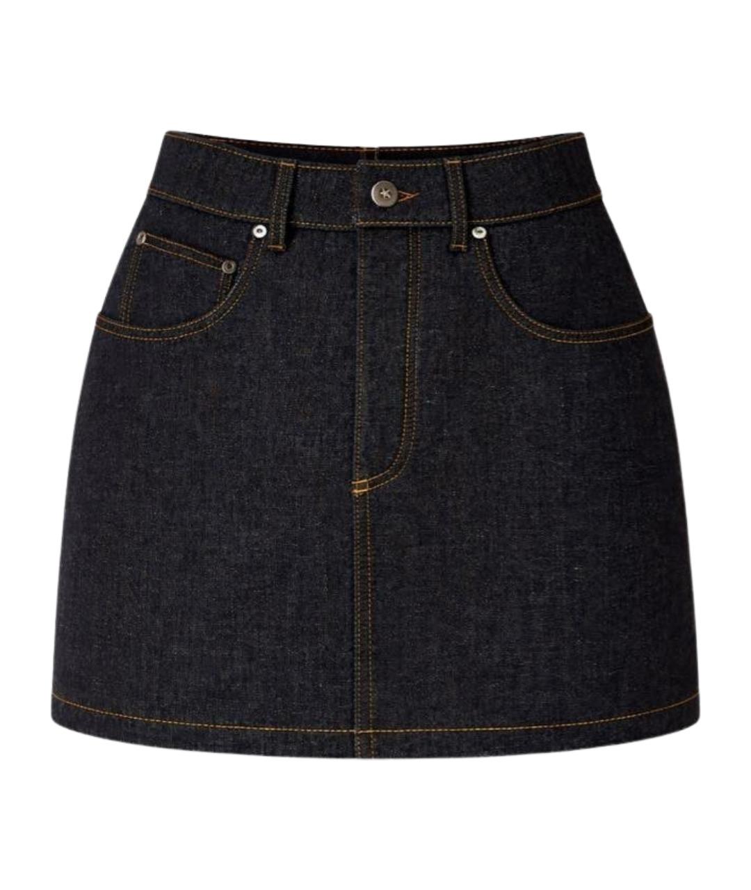LOEWE Темно-синяя деним юбка мини, фото 1