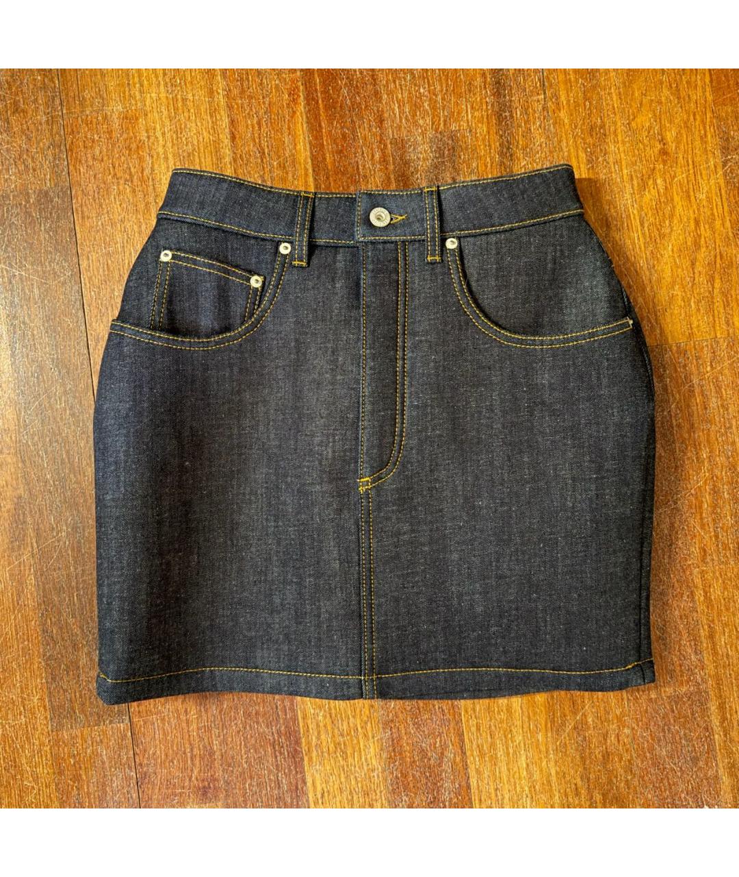 LOEWE Темно-синяя деним юбка мини, фото 3