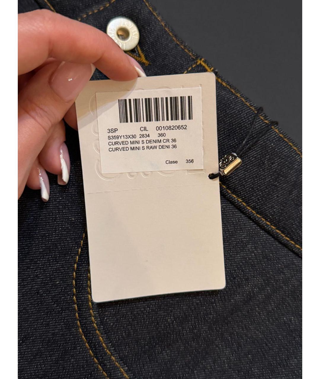 LOEWE Темно-синяя деним юбка мини, фото 6