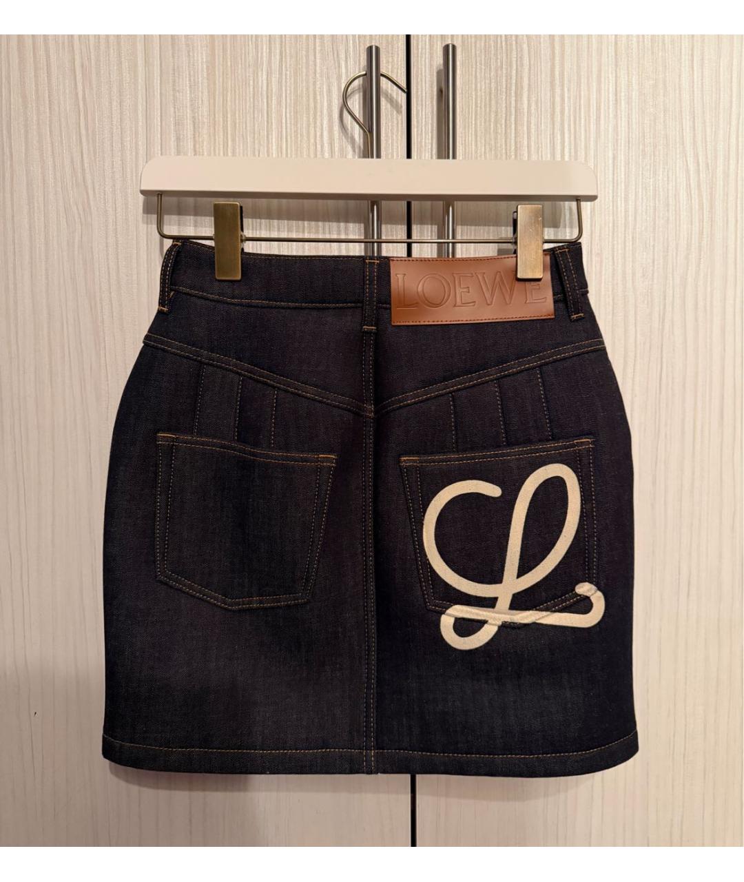 LOEWE Темно-синяя деним юбка мини, фото 2
