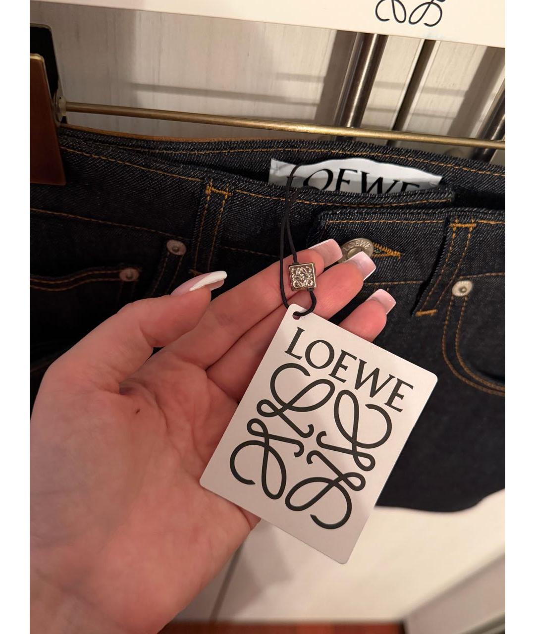 LOEWE Темно-синяя деним юбка мини, фото 5