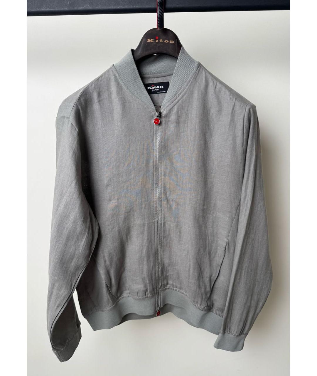 KITON Серая льняная куртка, фото 2