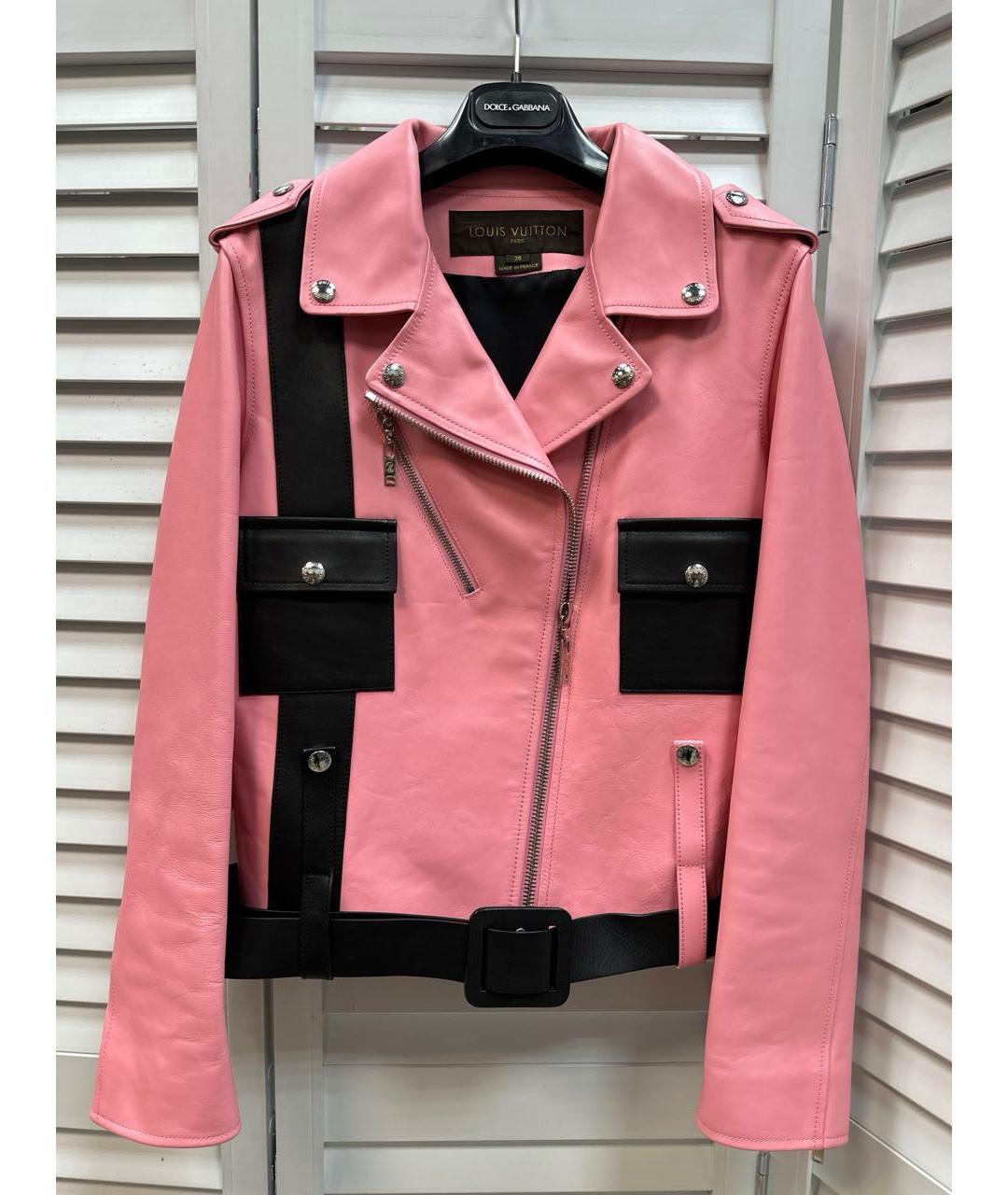LOUIS VUITTON Розовая кожаная куртка, фото 6
