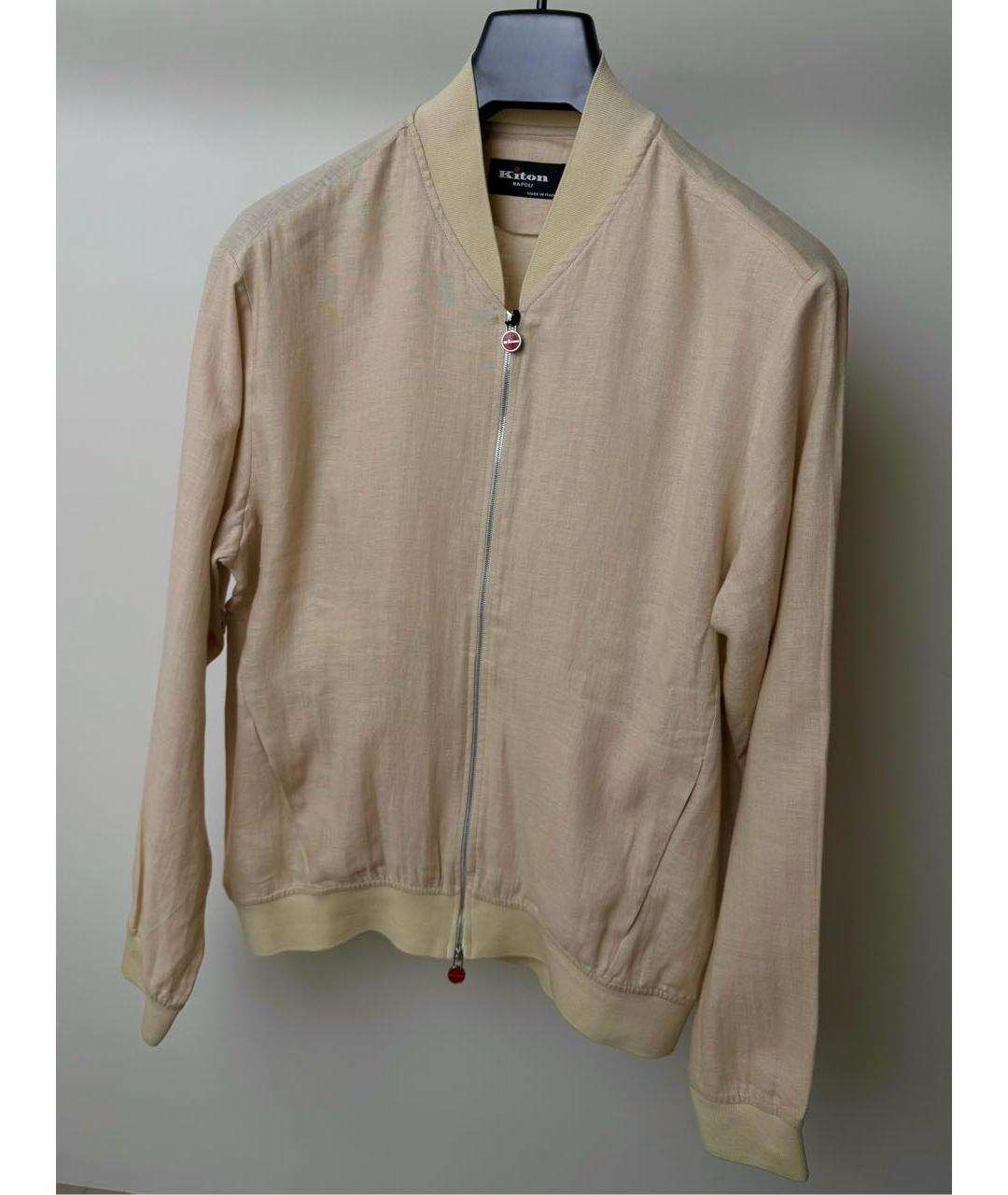 KITON Бежевая льняная куртка, фото 2