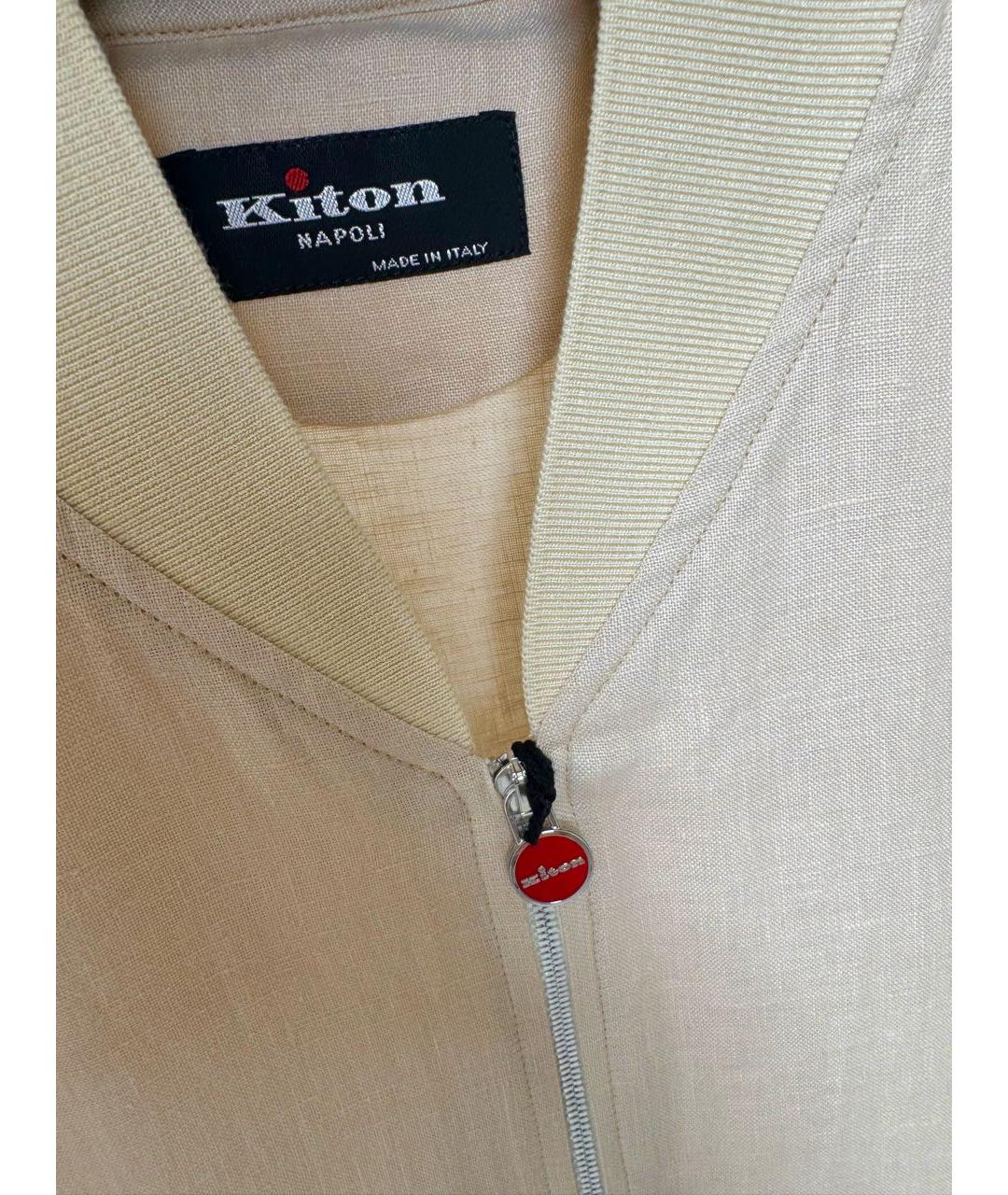 KITON Бежевая льняная куртка, фото 4