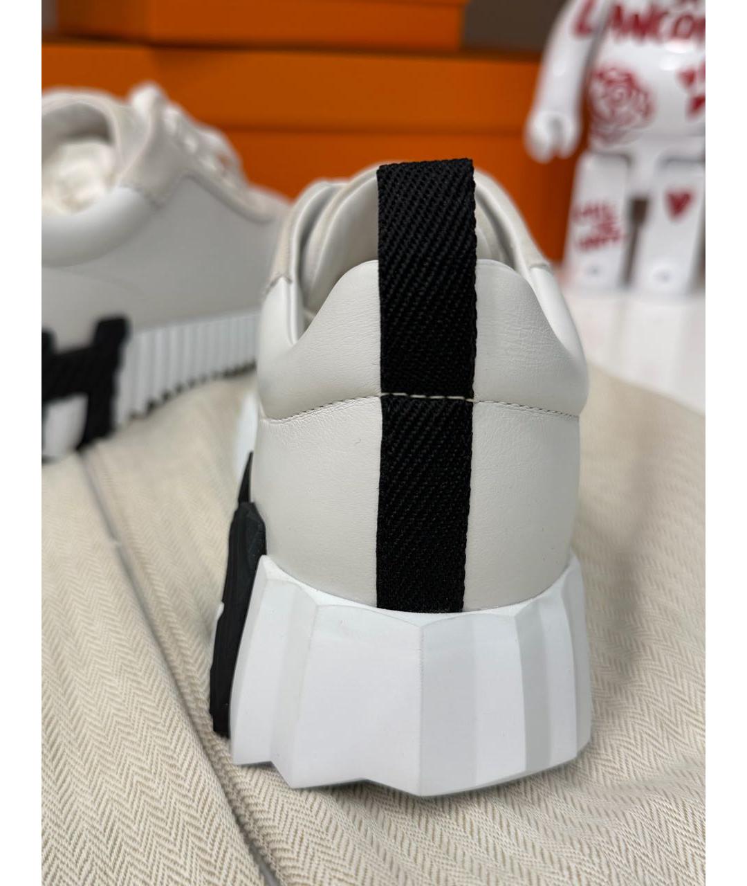 HERMES Белые кожаные низкие кроссовки / кеды, фото 5