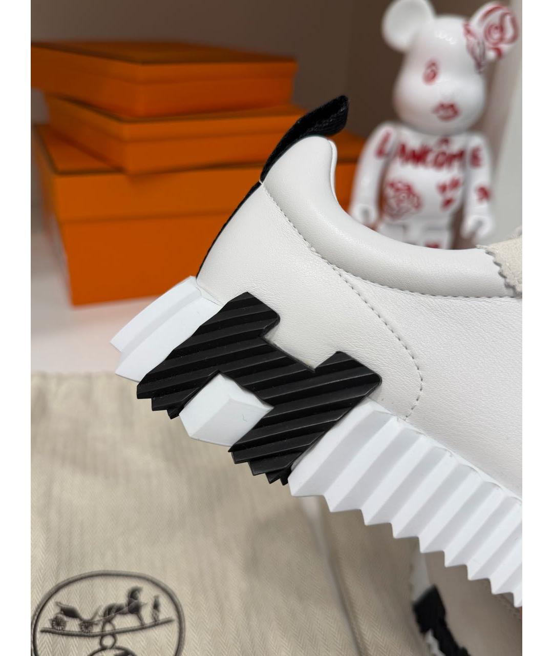 HERMES Белые кожаные низкие кроссовки / кеды, фото 4