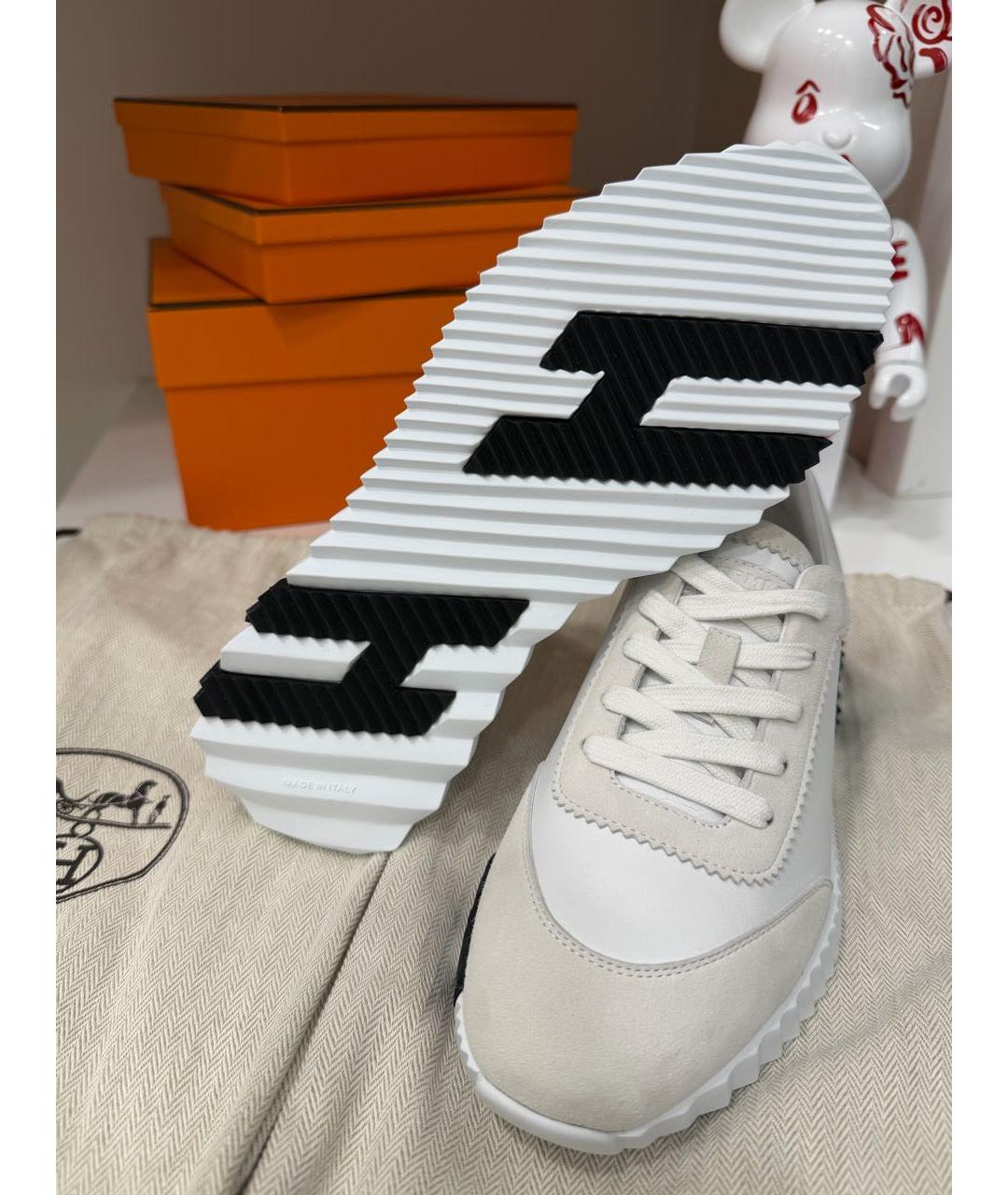 HERMES Белые кожаные низкие кроссовки / кеды, фото 3