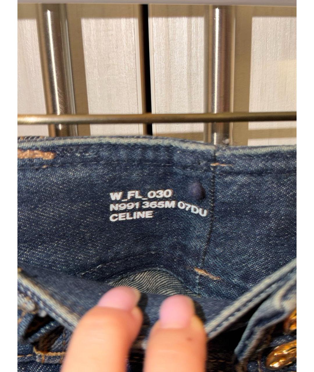 CELINE Синие хлопковые прямые джинсы, фото 3