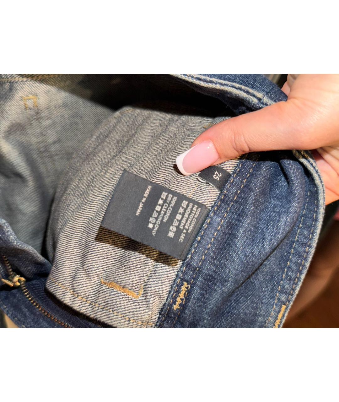 CELINE Синие хлопковые прямые джинсы, фото 4