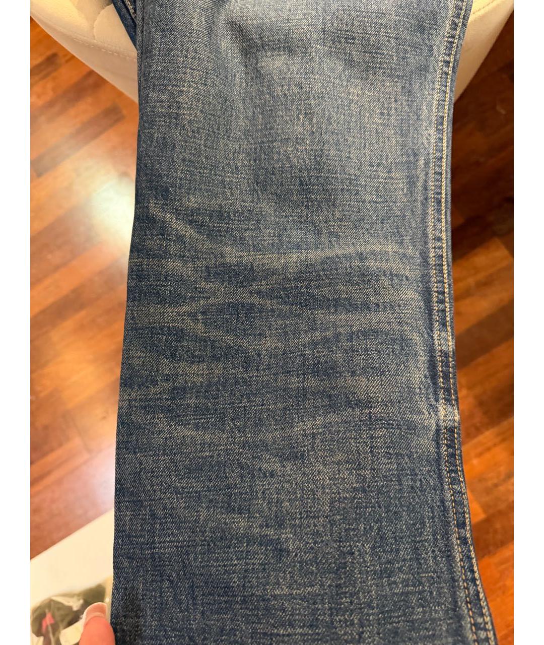 CELINE Синие хлопковые прямые джинсы, фото 5
