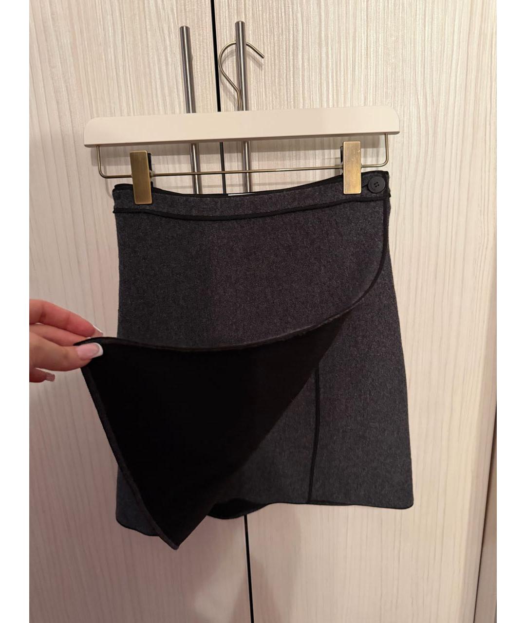 FERRAGAMO Серая шерстяная юбка мини, фото 4