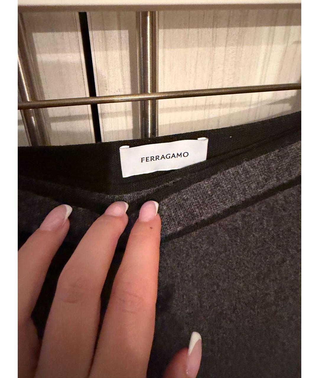 FERRAGAMO Серая шерстяная юбка мини, фото 5