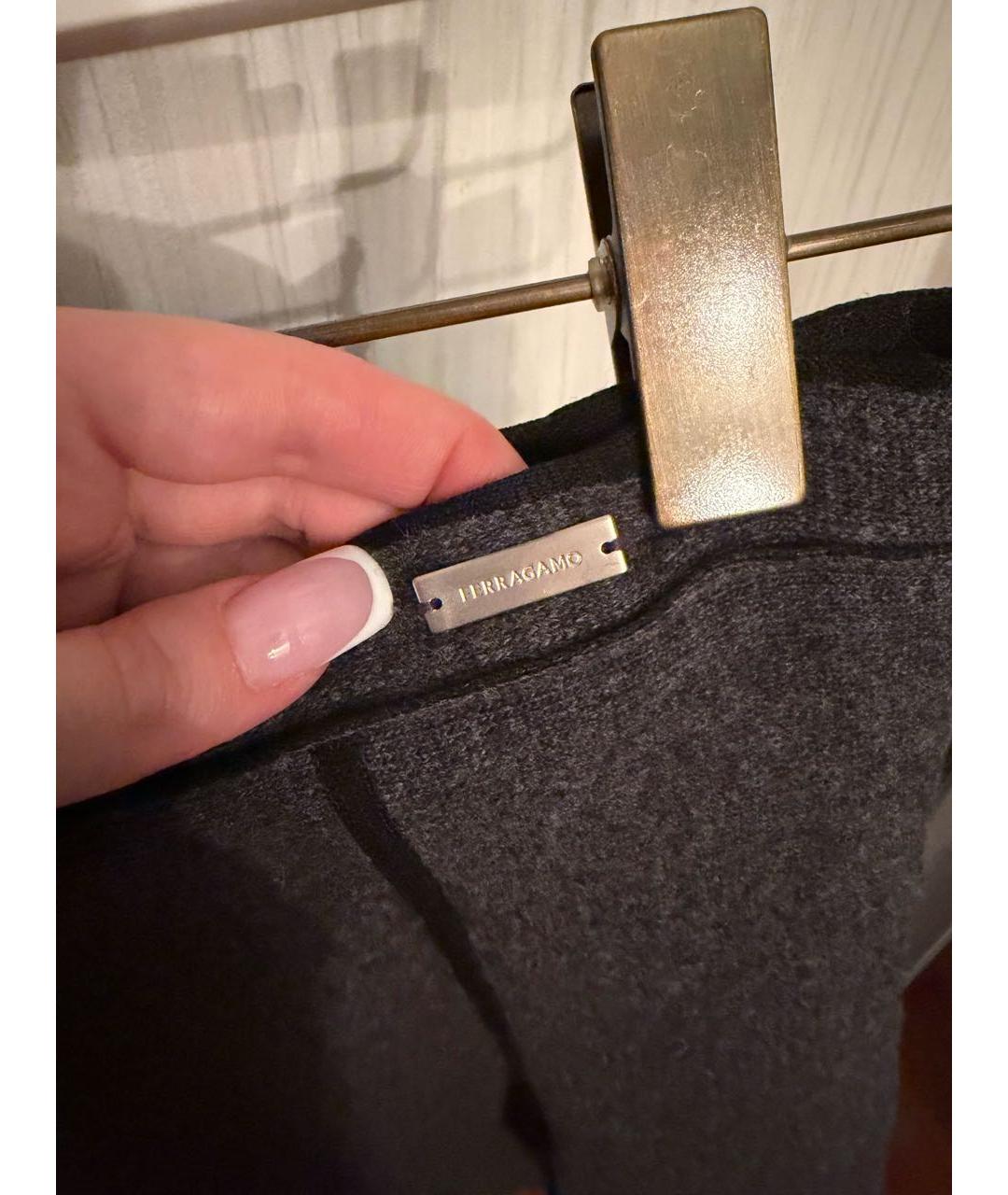 FERRAGAMO Серая шерстяная юбка мини, фото 3