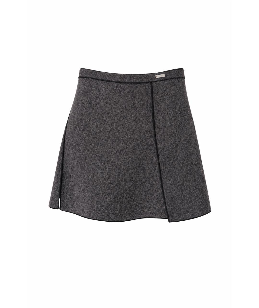 FERRAGAMO Серая шерстяная юбка мини, фото 8