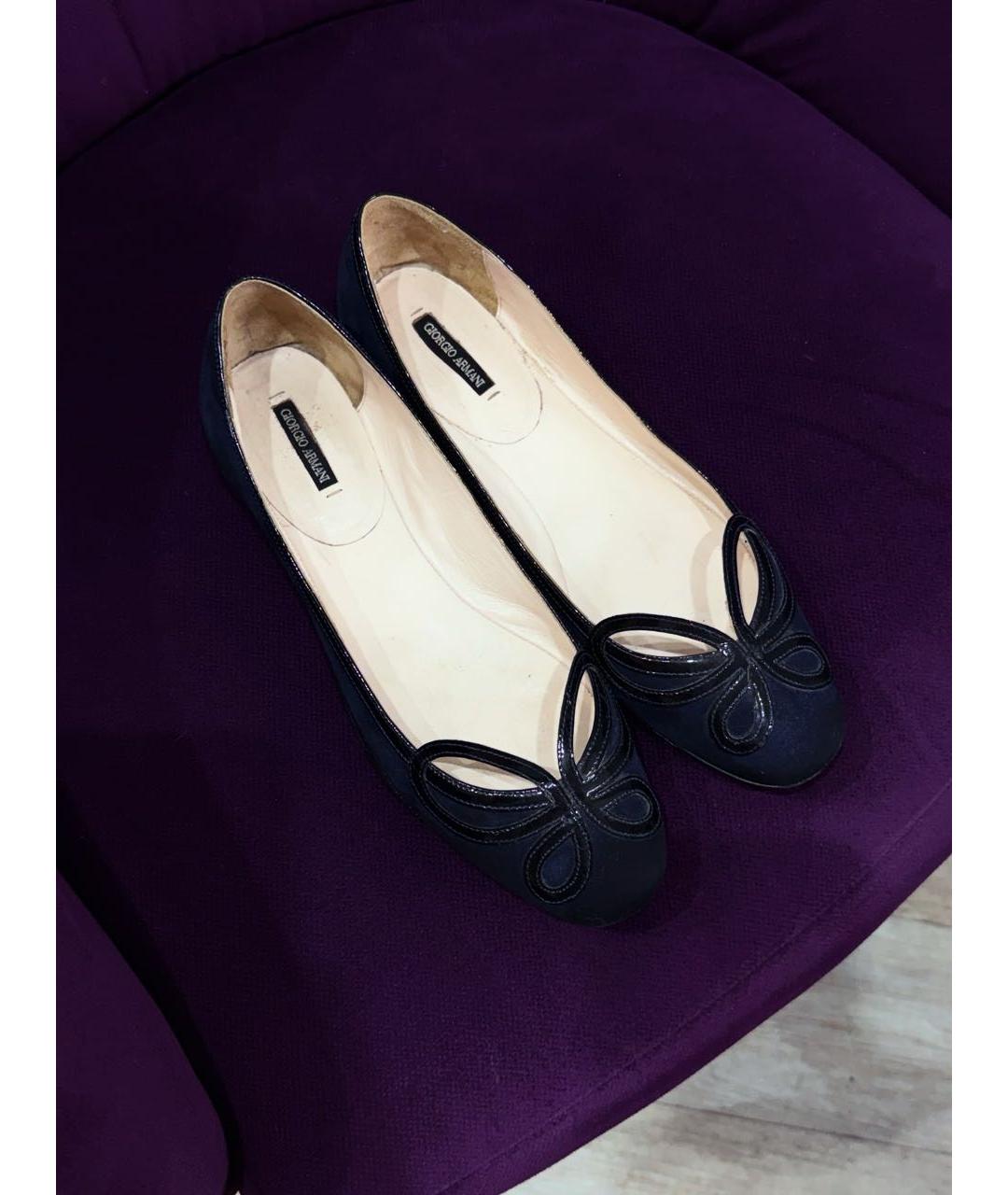 GIORGIO ARMANI Темно-синие замшевые балетки, фото 3