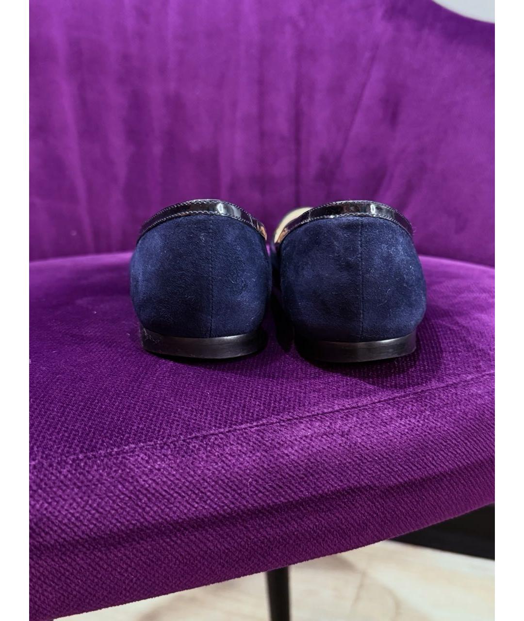 GIORGIO ARMANI Темно-синие замшевые балетки, фото 4