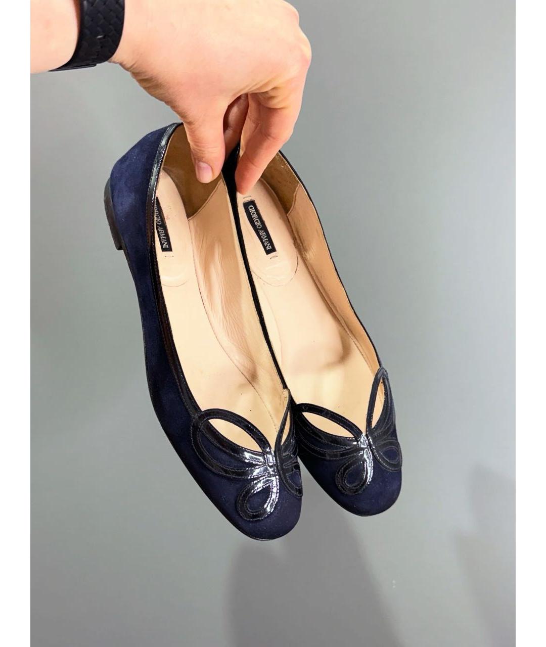 GIORGIO ARMANI Темно-синие замшевые балетки, фото 2