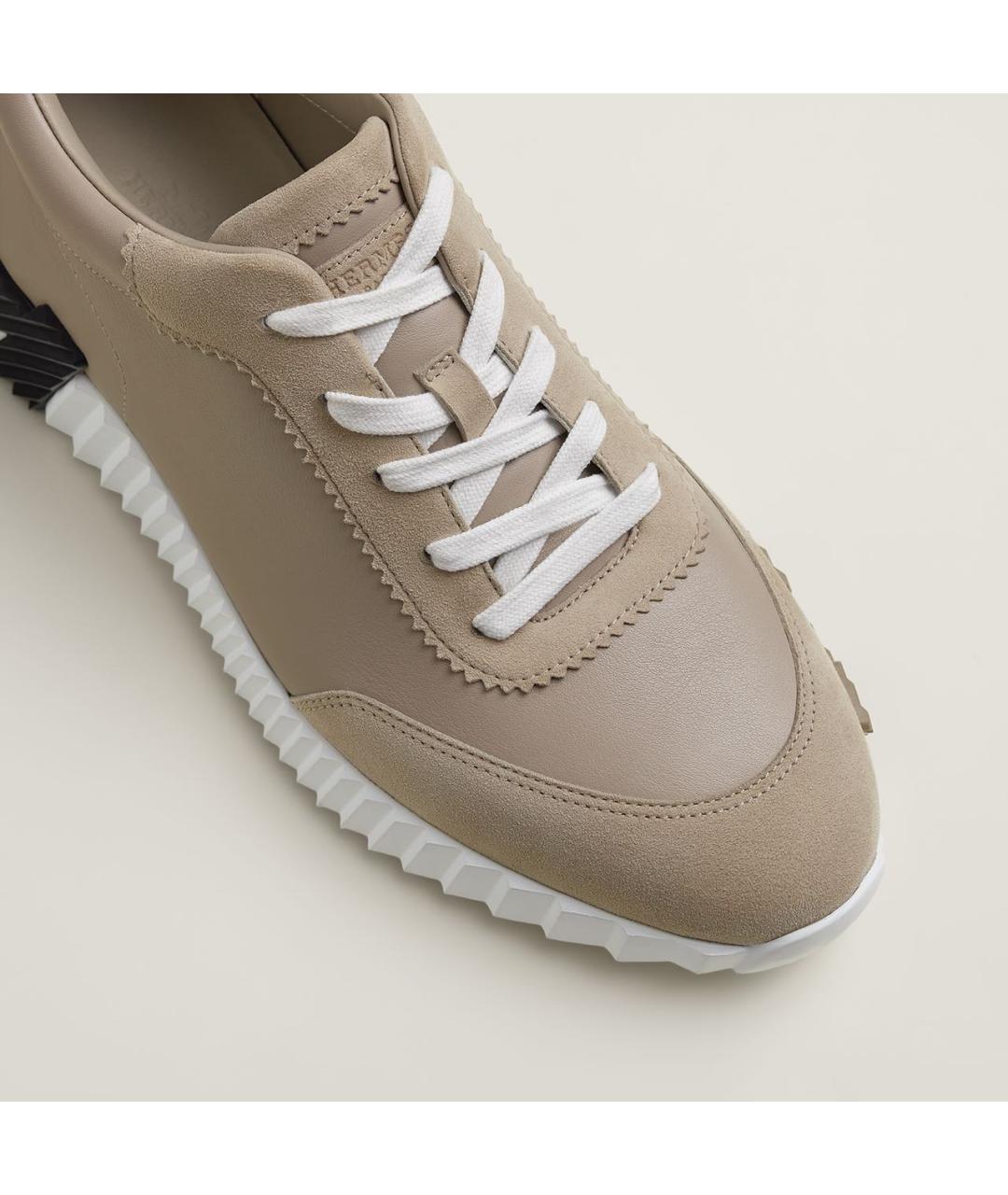 HERMES Бежевые кожаные низкие кроссовки / кеды, фото 6