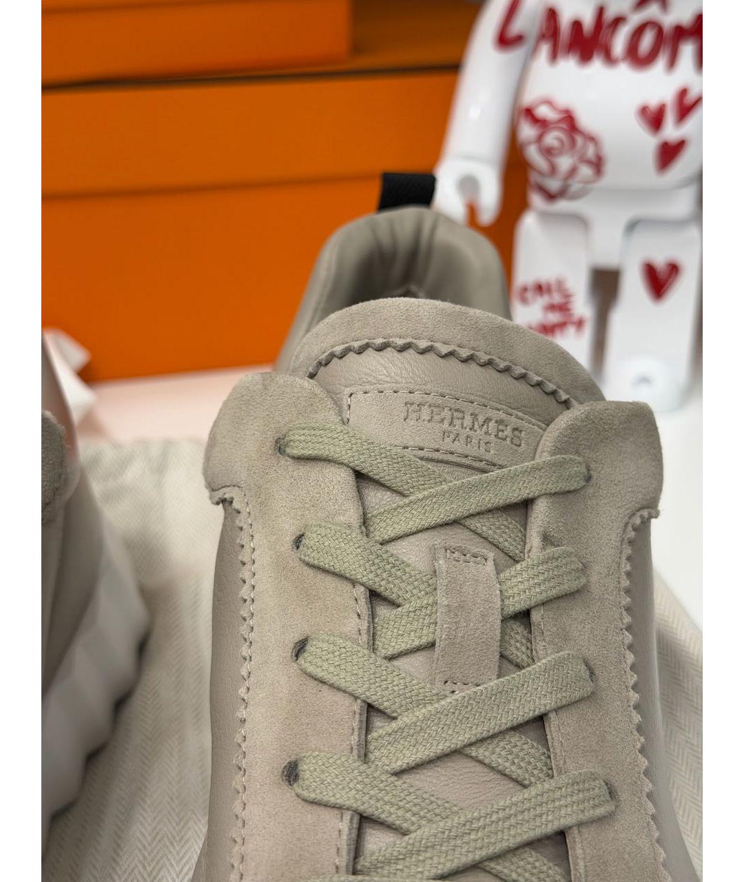 HERMES Бежевые кожаные низкие кроссовки / кеды, фото 3