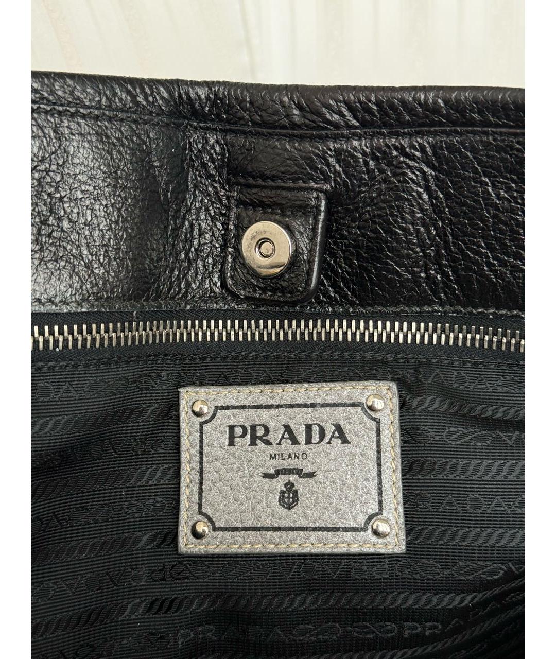 PRADA Черная кожаная сумка тоут, фото 5