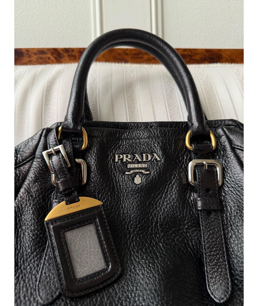 PRADA Черная кожаная сумка тоут, фото 2