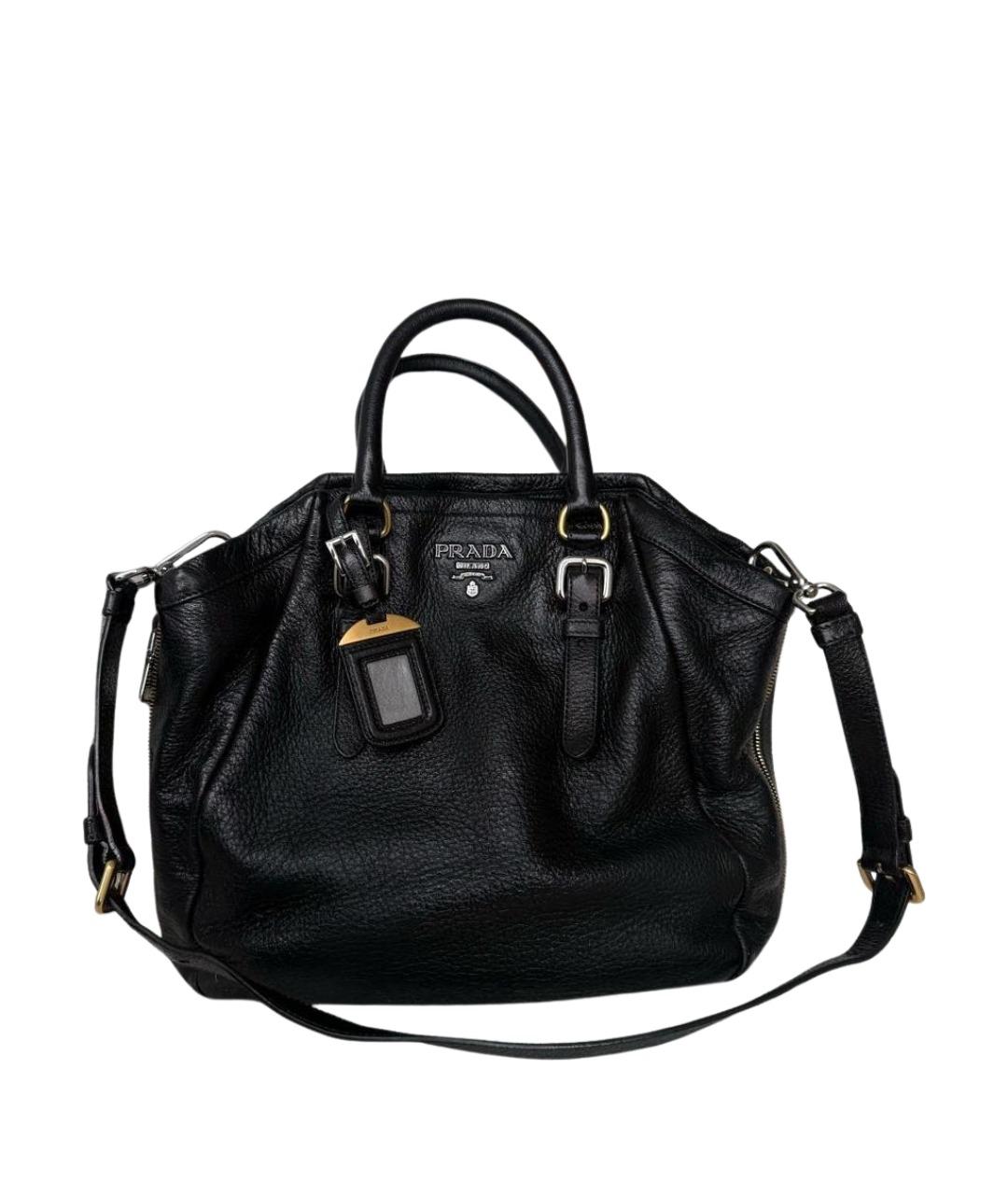 PRADA Черная кожаная сумка тоут, фото 1