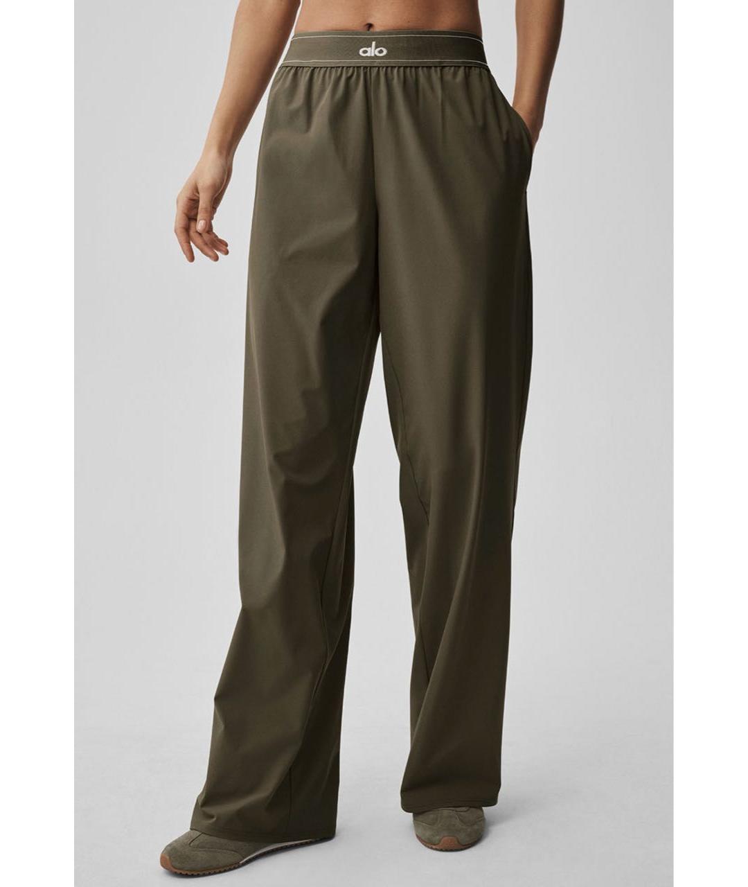 ALO YOGA Хаки прямые брюки, фото 2