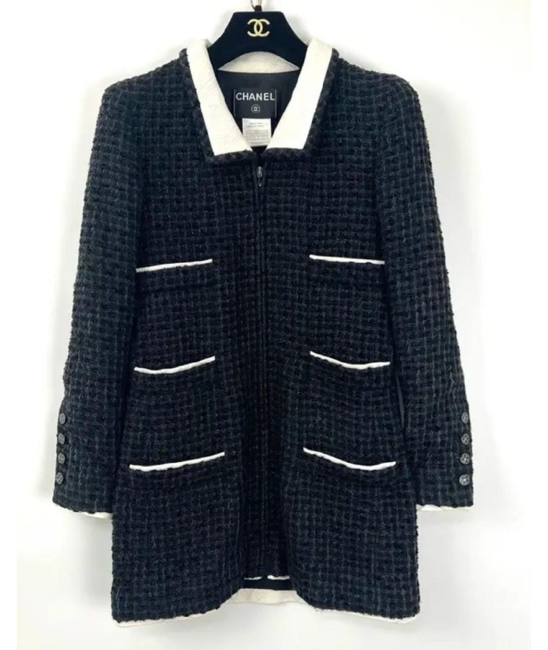 CHANEL Черный твидовый жакет/пиджак, фото 10