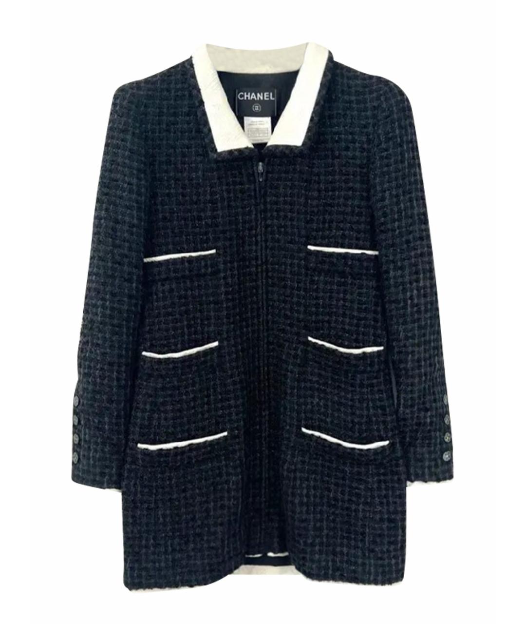 CHANEL Черный твидовый жакет/пиджак, фото 1