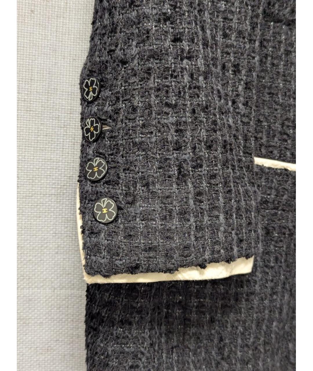 CHANEL Черный твидовый жакет/пиджак, фото 5