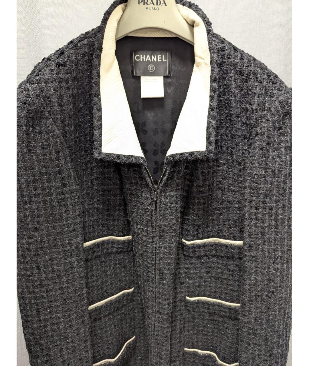 CHANEL Черный твидовый жакет/пиджак, фото 4