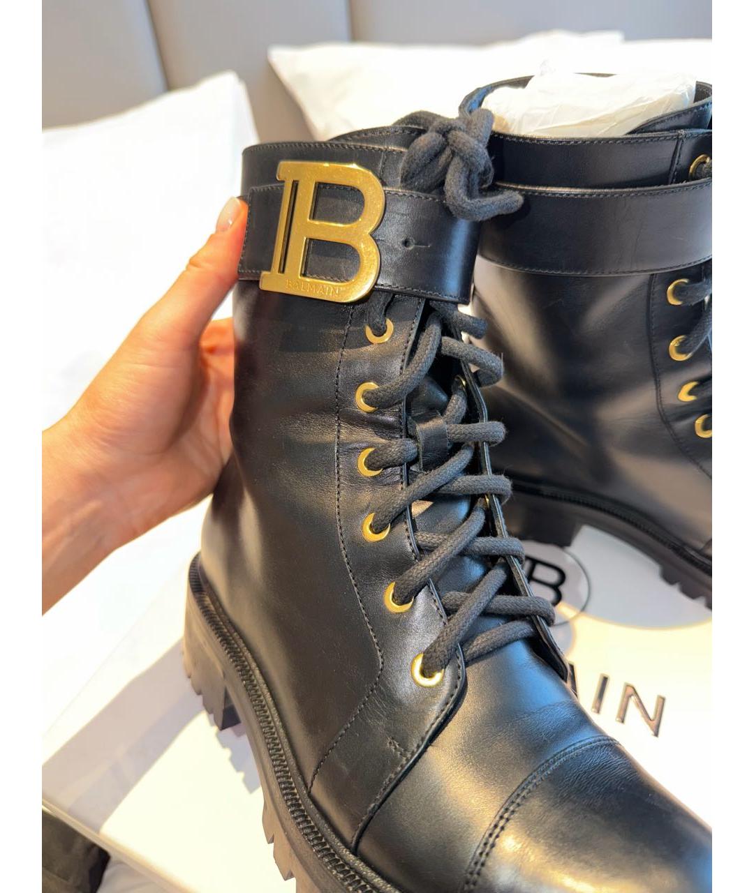 BALMAIN Черные кожаные ботинки, фото 5