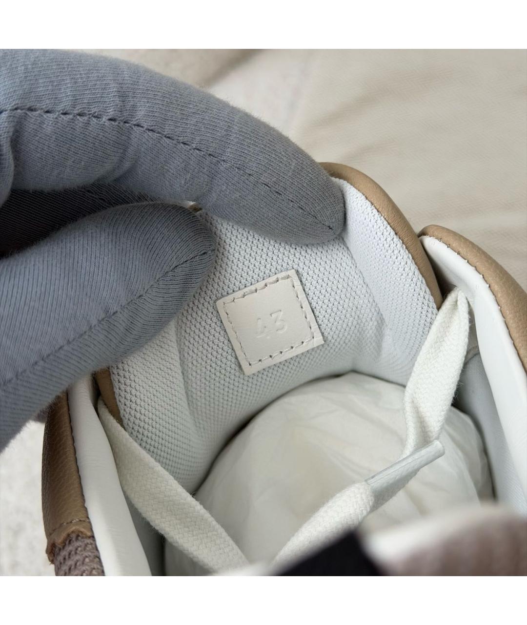 HERMES Бежевые кожаные низкие кроссовки / кеды, фото 6