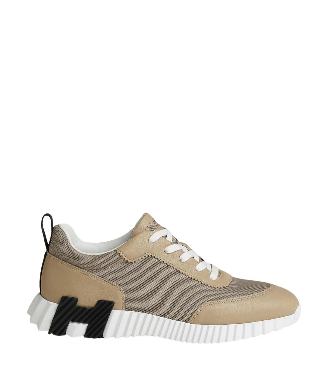 HERMES Бежевые кожаные низкие кроссовки / кеды, фото 1