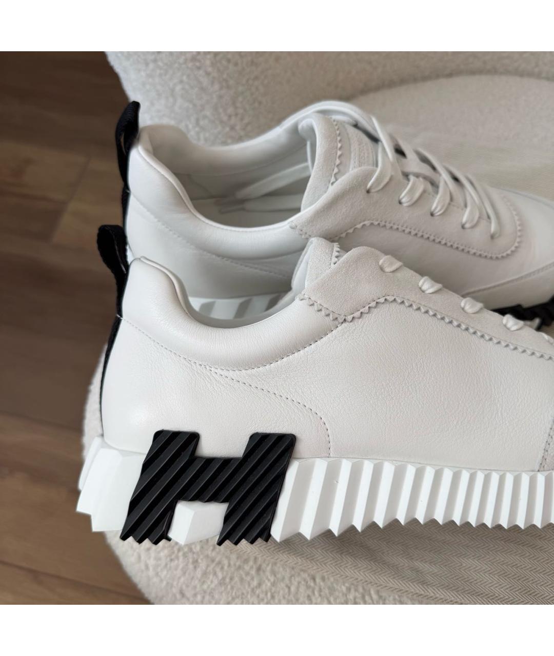 HERMES Белые кожаные низкие кроссовки / кеды, фото 4