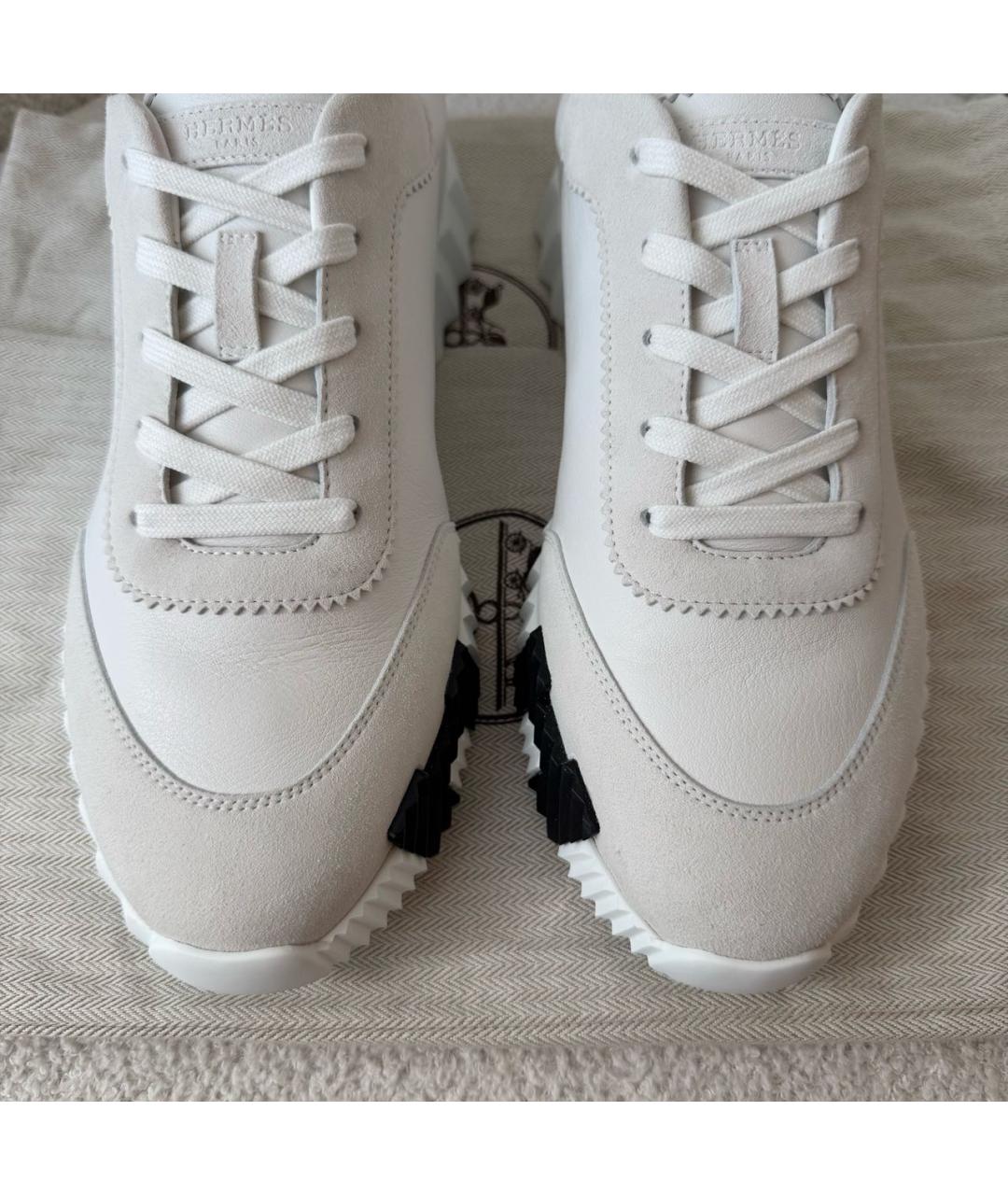 HERMES Белые кожаные низкие кроссовки / кеды, фото 3