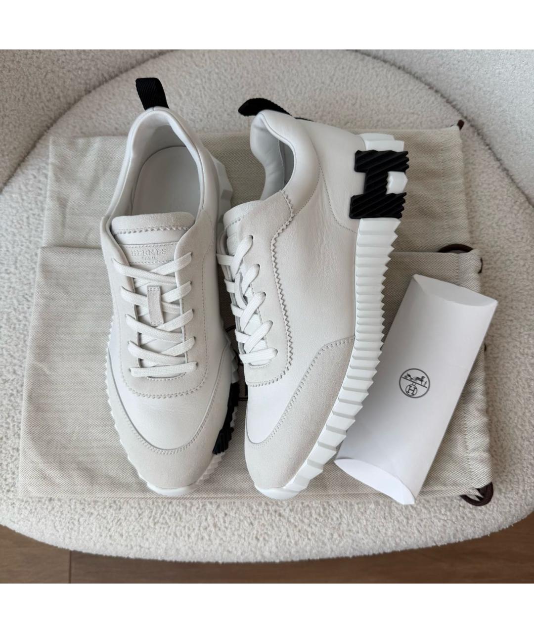HERMES Белые кожаные низкие кроссовки / кеды, фото 2