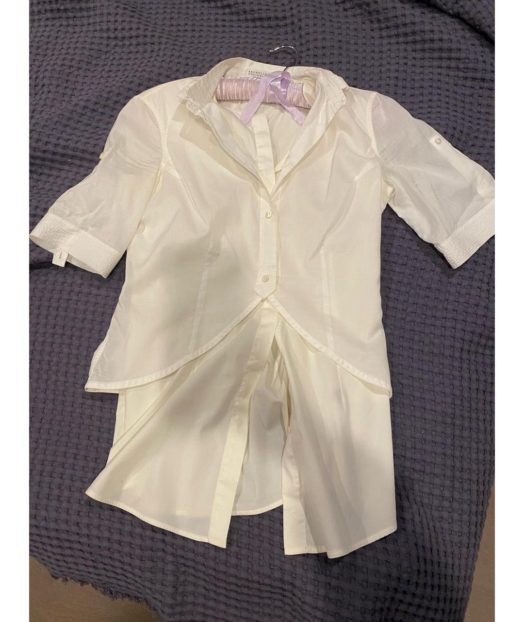 BRUNELLO CUCINELLI Белая хлопковая блузы, фото 2