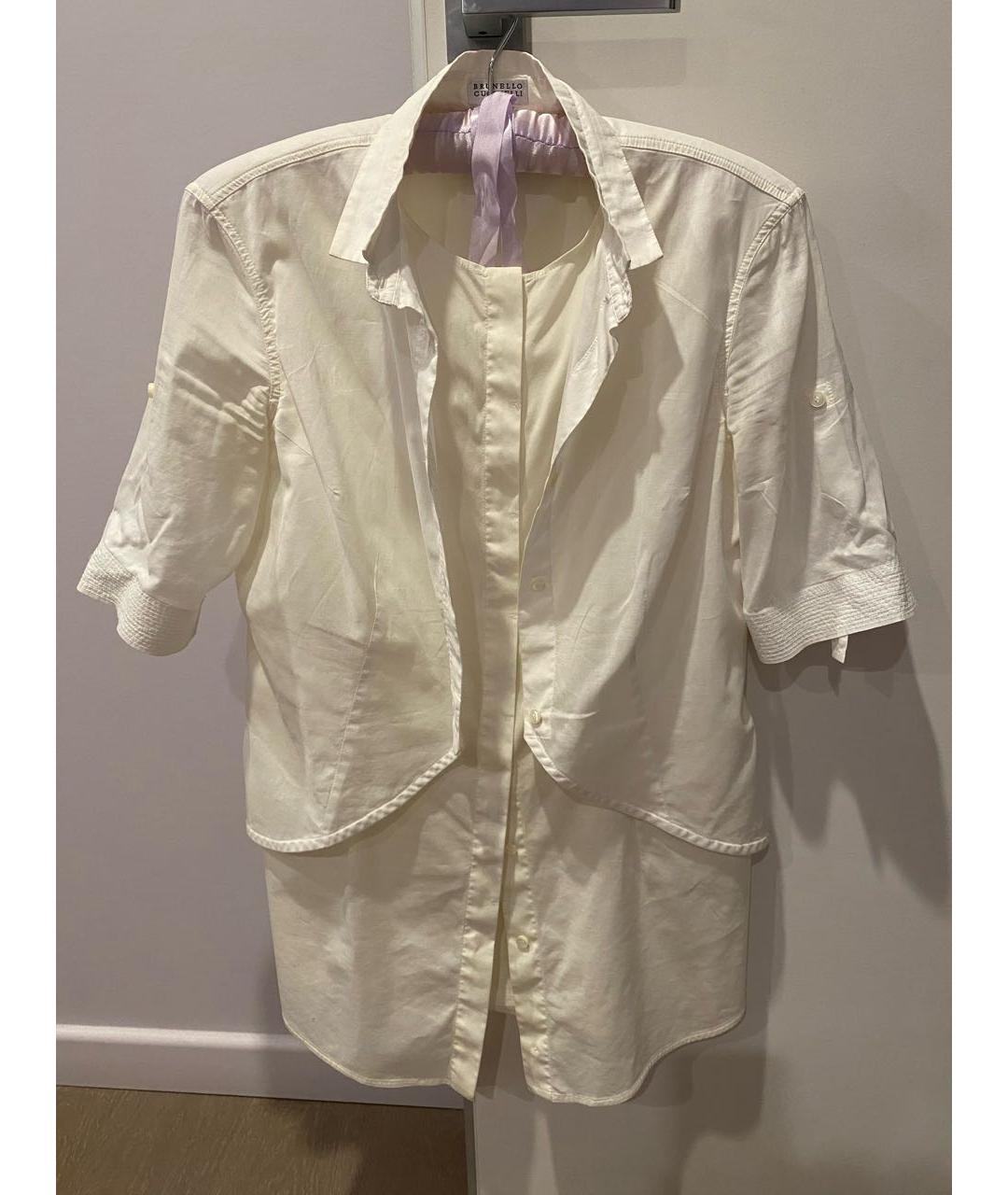 BRUNELLO CUCINELLI Белая хлопковая блузы, фото 5