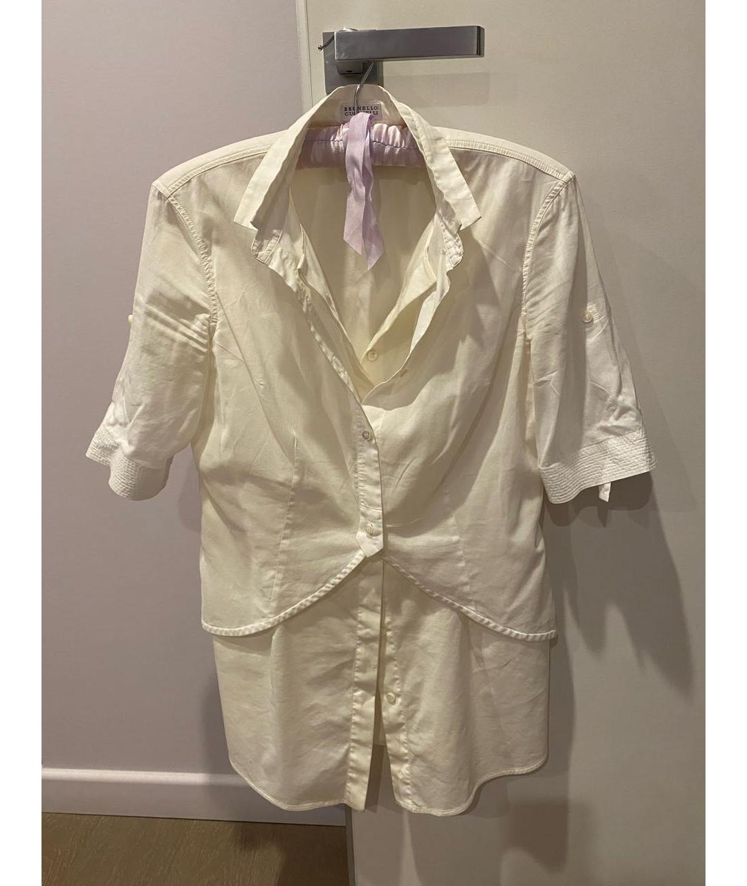 BRUNELLO CUCINELLI Белая хлопковая блузы, фото 6